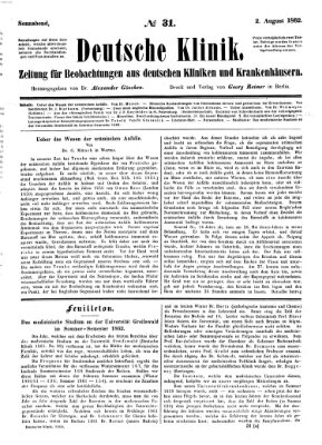 Deutsche Klinik Samstag 2. August 1862