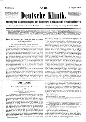 Deutsche Klinik Samstag 9. August 1862