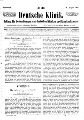 Deutsche Klinik Samstag 16. August 1862