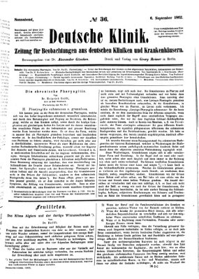 Deutsche Klinik Samstag 6. September 1862