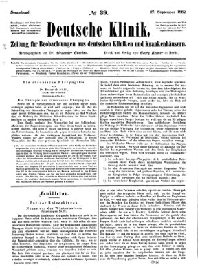 Deutsche Klinik Samstag 27. September 1862