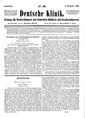 Deutsche Klinik Samstag 6. Dezember 1862