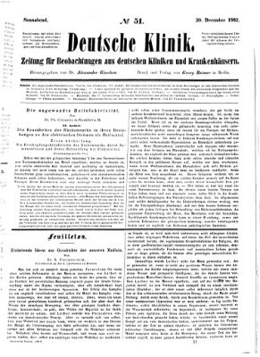 Deutsche Klinik Samstag 20. Dezember 1862