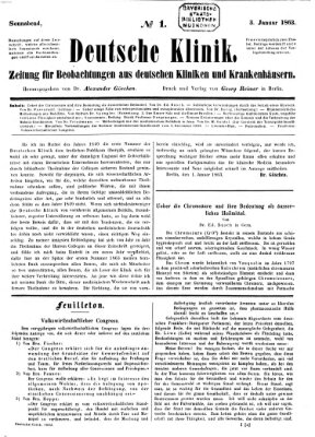 Deutsche Klinik Samstag 3. Januar 1863