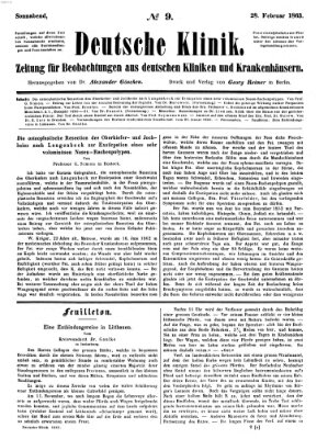 Deutsche Klinik Samstag 28. Februar 1863