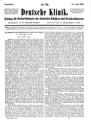 Deutsche Klinik Samstag 18. April 1863