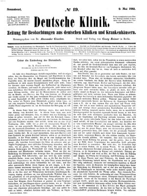 Deutsche Klinik Samstag 9. Mai 1863