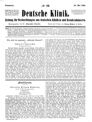 Deutsche Klinik Samstag 30. Mai 1863