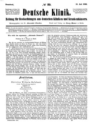 Deutsche Klinik Samstag 18. Juli 1863