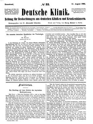 Deutsche Klinik Samstag 15. August 1863