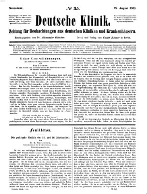 Deutsche Klinik Samstag 29. August 1863