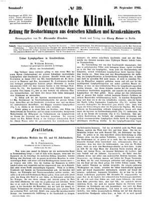 Deutsche Klinik Samstag 26. September 1863