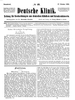 Deutsche Klinik Samstag 17. Oktober 1863