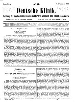 Deutsche Klinik Samstag 19. Dezember 1863