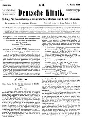 Deutsche Klinik Samstag 16. Januar 1864