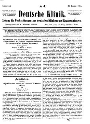 Deutsche Klinik Samstag 23. Januar 1864