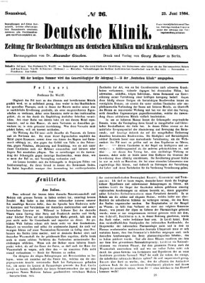 Deutsche Klinik Samstag 25. Juni 1864