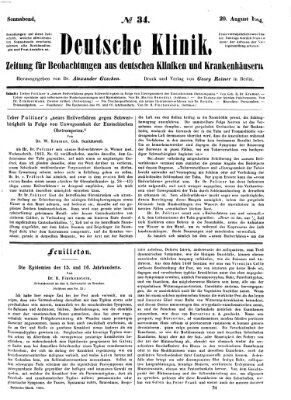 Deutsche Klinik Samstag 20. August 1864