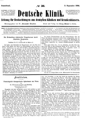 Deutsche Klinik Samstag 3. September 1864