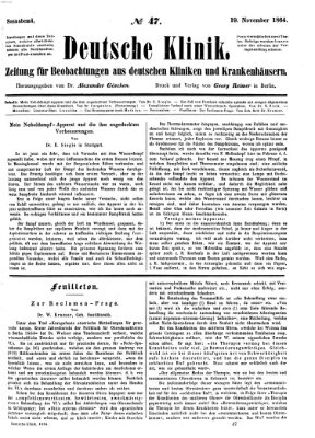 Deutsche Klinik Samstag 19. November 1864