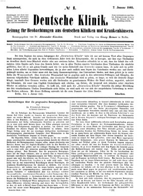 Deutsche Klinik Samstag 7. Januar 1865