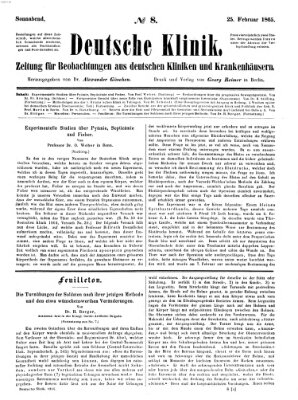 Deutsche Klinik Samstag 25. Februar 1865