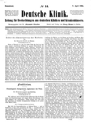 Deutsche Klinik Samstag 8. April 1865