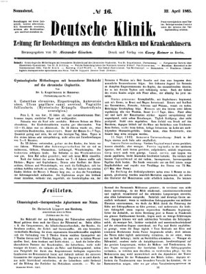 Deutsche Klinik Samstag 22. April 1865