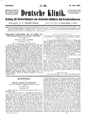 Deutsche Klinik Samstag 24. Juni 1865