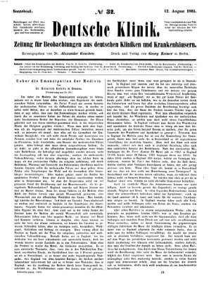 Deutsche Klinik Samstag 12. August 1865