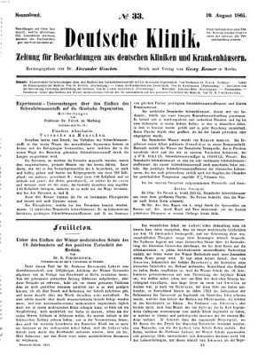 Deutsche Klinik Samstag 19. August 1865