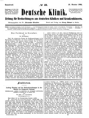 Deutsche Klinik Samstag 21. Oktober 1865