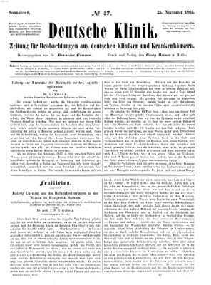 Deutsche Klinik Samstag 25. November 1865