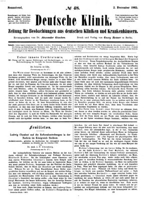 Deutsche Klinik Samstag 2. Dezember 1865