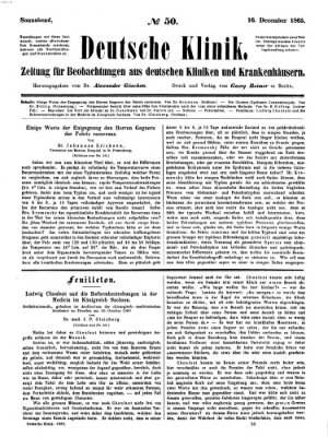 Deutsche Klinik Samstag 16. Dezember 1865