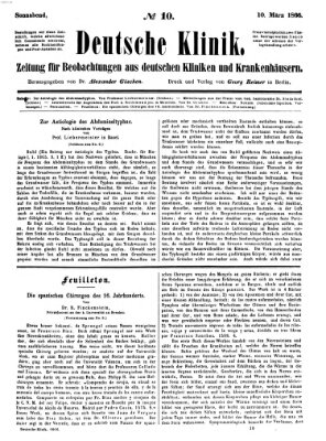 Deutsche Klinik Samstag 10. März 1866