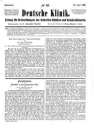 Deutsche Klinik Samstag 28. April 1866