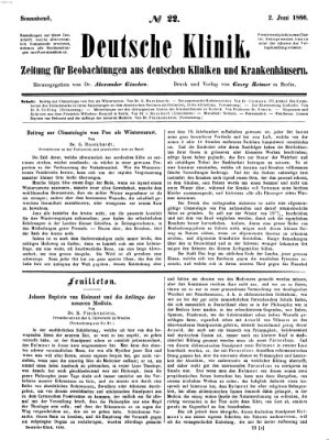 Deutsche Klinik Samstag 2. Juni 1866