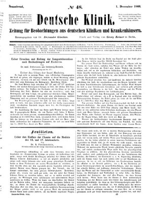 Deutsche Klinik Samstag 1. Dezember 1866