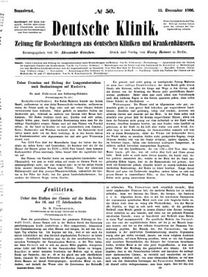 Deutsche Klinik Samstag 15. Dezember 1866