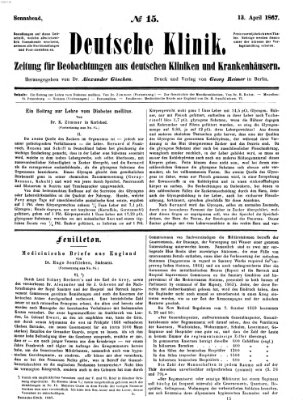 Deutsche Klinik Samstag 13. April 1867