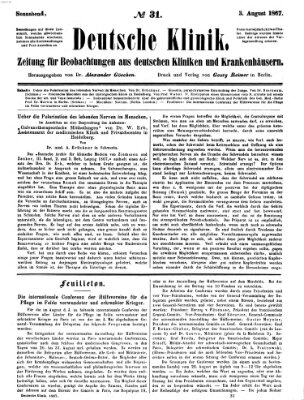 Deutsche Klinik Samstag 3. August 1867