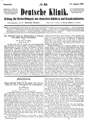 Deutsche Klinik Samstag 17. August 1867