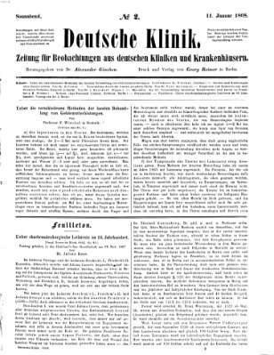 Deutsche Klinik Samstag 11. Januar 1868