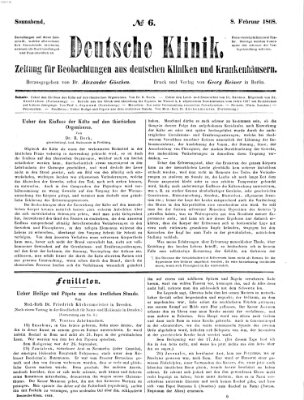 Deutsche Klinik Samstag 8. Februar 1868