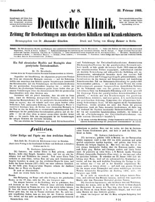 Deutsche Klinik Samstag 22. Februar 1868