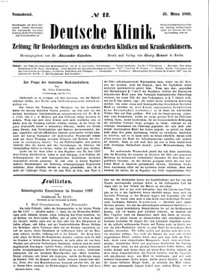 Deutsche Klinik Samstag 21. März 1868