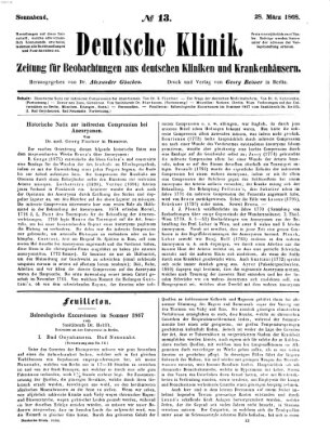 Deutsche Klinik Samstag 28. März 1868