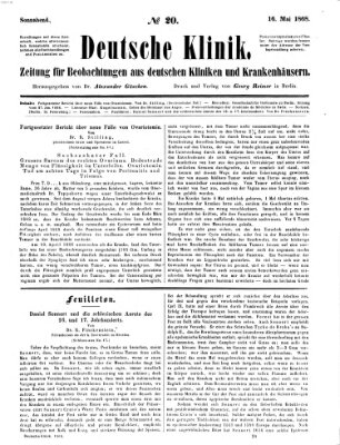 Deutsche Klinik Samstag 16. Mai 1868