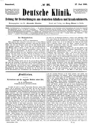 Deutsche Klinik Samstag 27. Juni 1868